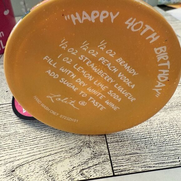 Lolita Happy 40th Birthday Hand-Painted Artisan Glass Enesco Love My Wine New - Picture 6 of 6